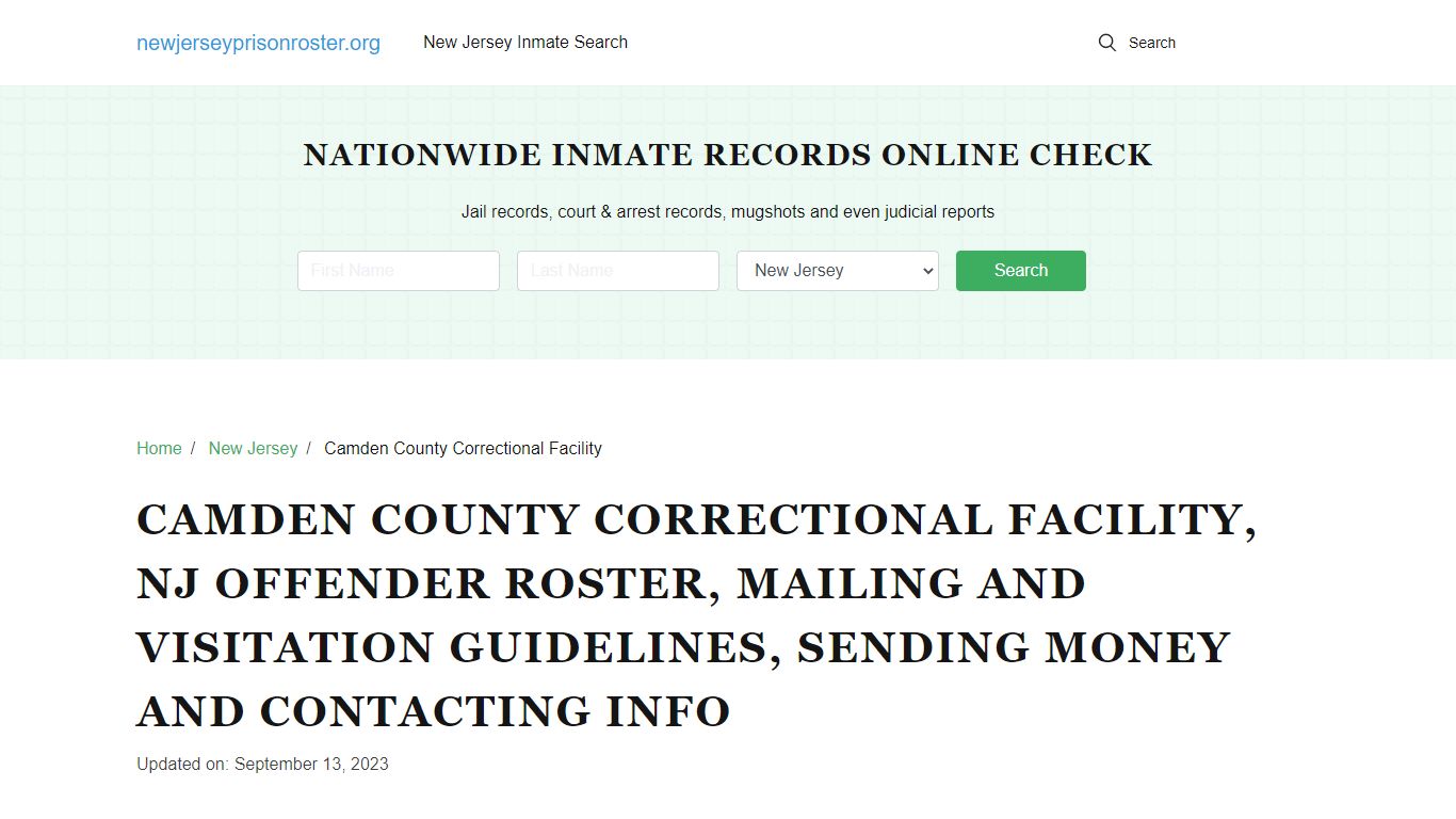 Camden County Correctional Facility, NJ: Inmate Search, Visitation ...